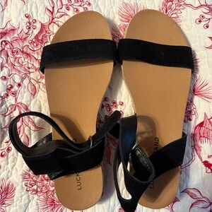 Lucky Brand Black Ankle Strap Sandals 9.5M